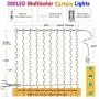 LED Window Curtain String Light -3MX2.8M 280 LED 8 Modes Fairy Lights with Hook Remote Control USB Powered Waterproof Copper Wire Decor Lights for Christmas Bedroom Party Wedding (Multicolor)