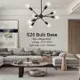 BONLICHT Black Sputnik Chandeliers 8 Light Vintage Industrial Semi Flush Mount Ceiling Light Mid Century Modern Pendant Lighting for Kitchen Dining Room Foyer Hallway