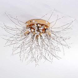 Gold Starburst Firework Chandeliers Crystal Lighting Fixtures Stainless Steel Ceiling for Bedroom Dining Room 5 Lights