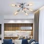 LIGHTESS Sputnik Ceiling Light Vintage Semi Flush Mount Ceiling Light with 9 UL Sockets Industrial Sputnik Ceiling Lighting Chrome Finished E26 Base for Kitchen Dinning Living Room