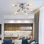 LIGHTESS Sputnik Ceiling Light Vintage Semi Flush Mount Ceiling Light with 9 UL Sockets Industrial Sputnik Ceiling Lighting Chrome Finished E26 Base for Kitchen Dinning Living Room
