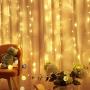 N/N Fairy Light 300 led Curtain Light String, Indoor Party Bedroom Garden Christmas Tree Birthday Party Wall Decoration Light Warm White
