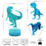 Dinosaur Night Light for Kids,3 Patterns Remote & Touch Control 16 Colors Changing & Dimmable Xmas Birthday Gifts for Kids Boys Nursery