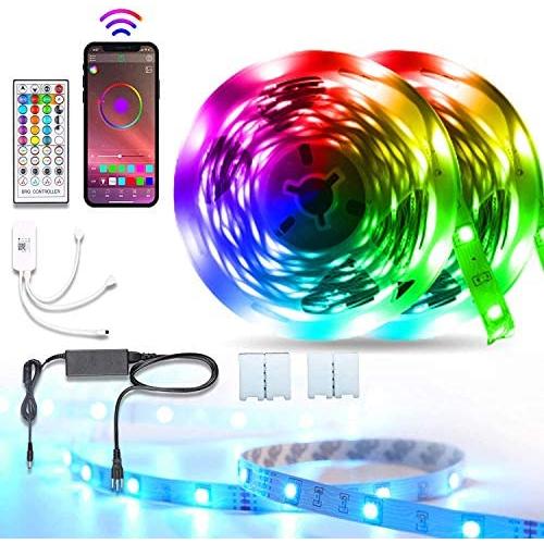 Sumkyle LED Strip Lights, led Lights for Bedroom APP Bluetooth RGB Music Lights with 40 Key Remote Controller, Color Changing Light for Bedroom (2x16.4FT)