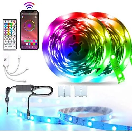 Sumkyle LED Strip Lights, led Lights for Bedroom APP Bluetooth RGB Music Lights with 40 Key Remote Controller, Color Changing Light for Bedroom (2x16.4FT)