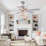 APBEAMLighting Crystal Ceiling Fan Light 5 Reversible Wood Blades Modern Chandelier 3 Speeds with Remote Control for Living Room Dining Room 52 Inches