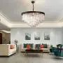 TFCFL Modern Crystal Chandeliers, 14-Light Contemporary Pendant Lamp 5-Tier Ceiling Lighting Fixture with Adjustable Chain for Dining Room Living Room Bedroom (Black)