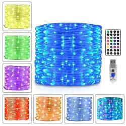 Led Rope Lights Outdoor,33ft 100 LED 16 Colors Changing USB Fairy Lights with Remote led Rope Lights for Bedroom Outdoor led Strip Lights Waterproof for Wedding, Christmas Party, Garden,Home Decor