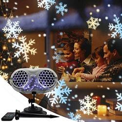 Snowflake Projector Lights, Christmas Rotating LED Snowfall Projection Lamp with Remote Control, Outdoor Waterproof Sparkling Landscape Decorative Lighting for Xmas Party Outdoor (Black)