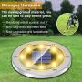 NFESOLAR Solar Ground Lights Outdoor Waterproof, 8 Packs Upgraded Solar Garden Lights with New Design, 8 LED Solar Disk Lights Landscape Lighting for Pathway Garden Walkway Yard - Warm White