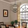 T&A Orb Black 6-Light Chandelier,Rustic Wrought Iron Large Chandelier Modern Farmhouse Hanging Light for Dining Room Foyer Kitchen