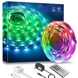 Dalattin Led Strip Lights 16.4ft RGB 5050 Led Lights 150 LEDs Color Changing Kit with 44 Keys Remote Controller and 12V Power Supply Led Light Strips for Bedroom Indoor Decoration