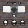 Haian LED Motion Sensor Flood Security Light Outdoor,20W 5000k(Daylight) 1800LM,Waterproof,Motion Detector Light for Outside with 2 Heads Plug in,Wall Mounted Pathway Lighting for Garage,Black,2PACK