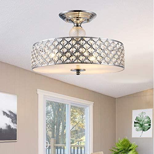 Modern Chandelier Crystal Raindrop Chandelier Lighting Flush Mount LED Ceiling Light Fixture Pendant Lamp for Dining Room Bathroom Bedroom Livingroom