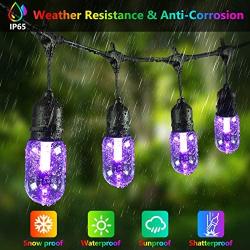 2-Pack 48FT Colored LED Outdoor String Lights, Dimmable RGB Color Light String with 30+5 E26 Edison Bulbs, Waterproof Commercial Colorful Hanging Patio Light for Backyard Bistro Party Christmas, 96FT