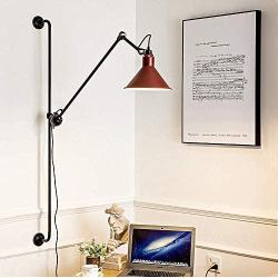 SUSUO 360 Degree Rotatable Simplicity Swing Wall Lamp with 24'' inches Black Swing Arm,Unique Plug-in Sconces Wall Lighting for Bedroom Living Room Bedside Lamp