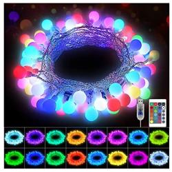 KNONEW 100 LED Globe String Lights 33ft 16 Colors Changing Lights with Remote, USB Powered Fairy Light Indoor Outdoor Decorative Lighting for Wedding Christmas Birthday Party Bedroom Porch Decorations