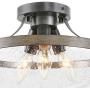 LOG BARN Farmhouse Semi Flush Mount Ceiling Light with Seeded Glass, Close to Ceiling Light Fixture for entryway, Dining Room, Hallway, 11 1/2'' Wide, 3 Light