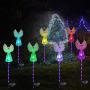 Angel Landscape Path Lights Garden Solar LED Outdoor Christmas Decor Christmas Memorial Angel Light Garden Stake Outdoor In-Ground Lights Outdoor Cemetery Grave Angels Statue Christmas Party Decor