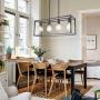 BONLICHT Kitchen Island Dining Room Pendant Lighting 4 Light Industrial Vintage Open Frame Rectangle Chandeliers Modern Black Linear Cage Ceiling Light Fixture for Farmhouse Cafe Bar Restaurant