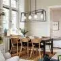 BONLICHT Kitchen Island Dining Room Pendant Lighting 4 Light Industrial Vintage Open Frame Rectangle Chandeliers Modern Black Linear Cage Ceiling Light Fixture for Farmhouse Cafe Bar Restaurant