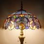 Tiffany Style Floor Lamp W16H64 Inch Tall Blue Purple Clouldy Stained Glass Shade 2E26 Antique Standing Reading Lighting Base S558 WERFACTORY LAMPS Bedroom Living Room Coffee Bedside Table Lover Gifts