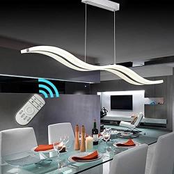 Create For Life Modern Wave LED Pendant Light Dimmable Fixture Modern LED Chandelier LED Hanging Light Fixture for Contemporary Living Room Dining Room Kitchen Island Table(Dimmable Remote Control)