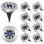 Solar Lights Outdoor, 8 LEDs Solar Ground Lights, Garden Lights Solar Powered Waterproof Solar Landscape Lights for Deck Lawn Pathway Yard Driveway Walkway(Daylight White, 10-Pack)