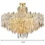 RUNNUP Tiered Pendant Chandelier Contemporary Crystal 8 Lights Gold Ceiling Suspension Lamp for Dining Room Kitchen Living Room Bedroom 23.5'' Wide