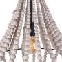 Giluta Conical Wood Bead Chandelier Retro Style Pendant Lamp, Industrial Metal Ring Frame Ceiling Lamp Kitchen Island Vintage Hanging Light Fixtures 1 Light, Gray White (C0045)