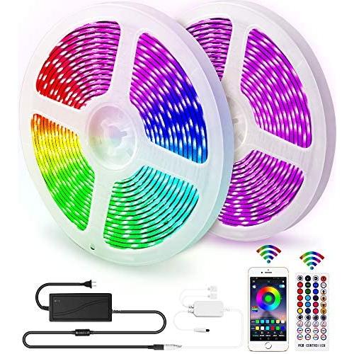 Led Strip Lights 65.6ft - RGB Led Light Strip 5050 Strip Lights, Color Changing Led Strip Lights with Remote, App and Bluetooth Control, Music Sync Led Lights for Bedroom Kitchen Ceiling Bar TV Party