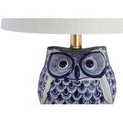 JONATHAN Y JYL3014A Justina 16'' Ceramic Mini LED Lamp Cottage,Transitional for Bedroom, Living Room, Office, College Dorm, Coffee Table, Bookcase, Blue/White