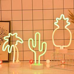 Byncceh Coconut Palm Tree neon Sign -Yellow-Green LED neon Sign，USB or 3-AA Battery-Powered neon Sign， Used for Bedroom, Home, Childrens Room Living Room Decoration (Coconut Tree)