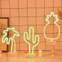 Byncceh Green Cactus neon Sign -LED Cactus Light with Detachable Base, USB or Battery Operation,， Light up Childrens Room Bedroom, Christmas, Wedding, Party Decoration (Cactus)