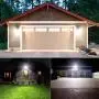 Dusk-to-Dawn Security Lights with Motion Sensor, 5000K Daylight White, ETL Certified, IP65 Outdoor, 110V 120V Dual-Head Rotatable LED Flood Light for Porch, Garage, Yard, Driveway, EMANER