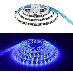 YUNBO LED Strip Light Blue 460-465nm, 16.4ft/5m 300 Units Cuttable SMD 5050 Black PCB Board 12V Waterproof Flexible LED Tape Light for Home, Hotel, Bar, Festival Decoration Lighting