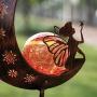 TERESAS COLLECTIONS 39 inch Metal Moon Fairy Garden Solar Lights with Angel Decor, Decorative Moon Solar Lights with Crackle Glass Ball for Outdoor Patio Yard Decorations