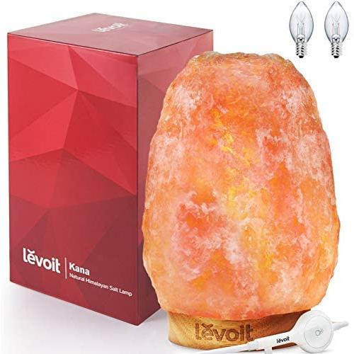 LEVOIT Kana Himalayan Salt Lamp, Pink Rock Large Crystal Natural Himilian Gift Night Light (ETL Certified) Touch Dimmer, 2 Extra Bulbs, Rubber Wood Base
