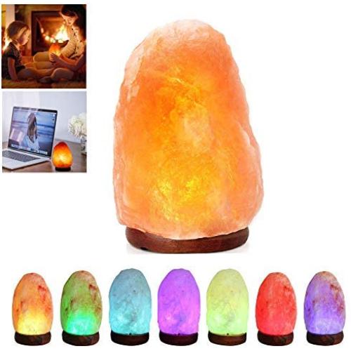Himalayan Pink Salt Lamp with Rock,Eye-Care Night Salt Light USB 7 Color Changing,Natural Hand Carved Himalayan Small Salt Lamp for Office,Baby,Child,LED Nightlight for Bedroom,Bedside,Desk,Computer