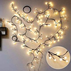 Global String Lights, 8.3Ft 8 Modes 72 Led Vines Lights Curtain Decorations Lights, Window Lights for Patio Garden Wedding Party Bookshelf, Warm White