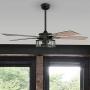 Honeywell Ceiling Fans 50614-01 Carnegie LED Ceiling Fan 52'', Indoor, Rustic Barnwood Blades, Industrial Cage Light, Matte Black