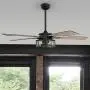 Honeywell Ceiling Fans 50614-01 Carnegie LED Ceiling Fan 52'', Indoor, Rustic Barnwood Blades, Industrial Cage Light, Matte Black