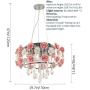 Pink Rose Crystal Chandelier, Modern Crystal Chandelier Ceiling Light Island Pendant Lighting Fixture Romantic Hanging Light for Bedroom Dining Room Living Room, Dia 19.7 Inch