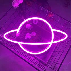 Planet Neon Sign Light Pink Led Wall Home Decor Battery or USB Operated Star Planet Planet Neon Signs Light up for Home,Kids Room,Bar,Festive Party,Halloween,Christmas,Wedding Decoration