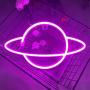 Planet Neon Sign Light Pink Led Wall Home Decor Battery or USB Operated Star Planet Planet Neon Signs Light up for Home,Kids Room,Bar,Festive Party,Halloween,Christmas,Wedding Decoration