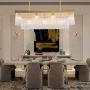 Rectangle Crystal Chandelier, Siljoy Modern Luxury 9-Lights Rectangular Gold Pendant Ceiling Light Restaurant lamp Fixture for Dining Room Kitchen Island, L40'' x W14'' x H12''