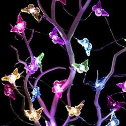 Frienda Butterfly String Lights, 10ft 40 LEDs Battery Operated 12 Modes Summer Fairy Light Decor for Bedroom Party Garden Wedding with Remote and Timer