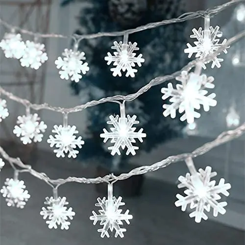 Christmas Lights, 20 Ft 40 LED Snowflake String Lights Battery Operated Waterproof Fairy Lights for Bedroom Patio Room Garden Party Home Xmas Decor Indoor Outdoor Christmas Tree Decorations Cool White Christmas Lights, 20 Ft 40 LED Snowflake String Lights Battery Operated Waterproof Fairy Lights for Bedroom Patio Room Garden Party Home Xmas Decor Indoor Outdoor Christmas Tree Decorations Cool White