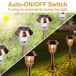 Solar Lights Pathway - Solar Pathway Lights 4 Pack, LED Landscape Lights Outdoor, IP65 Waterproof 8-10 Hours Long Last 10-40 Lumens Adjustable Warm White Pathway Lights for Garden, Path, Yard