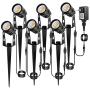 GreenClick Landscape Lighting, 3W 12V Extendable LED Garden Lights 1800 Lumen Warm White Landscape Lights IP65 Waterproof Outdoor Spotlights for Walls Trees Flag Pathway(6 Pack)